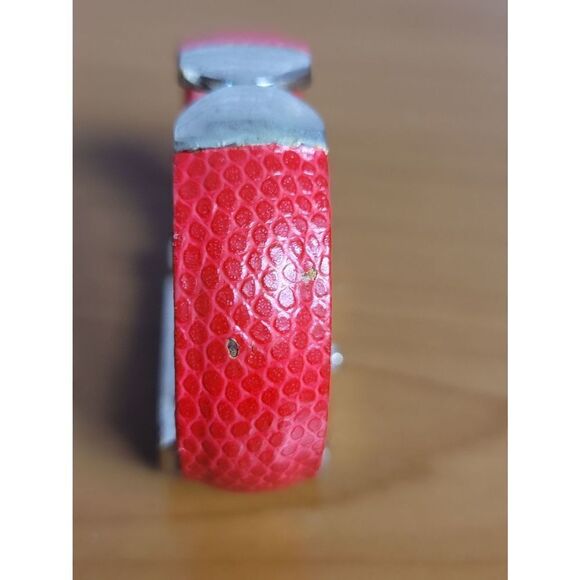 Vintage Geneva Analog Wristwatch Red Cuff Band - Picture 3 of 7